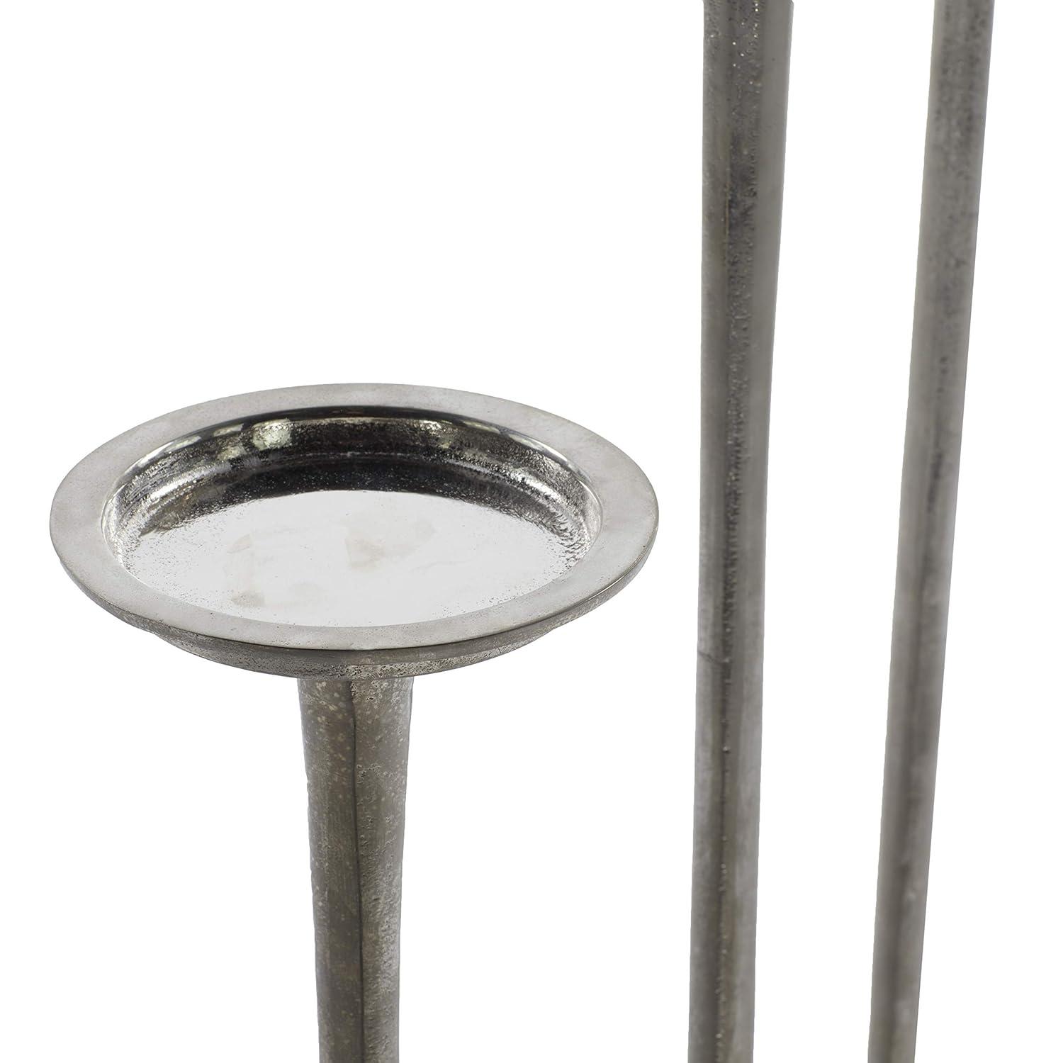Set of 3 Metallic Aluminum Candle Holders Silver - Olivia & May: Oversized Pillar, Modern Style, Indoor Use