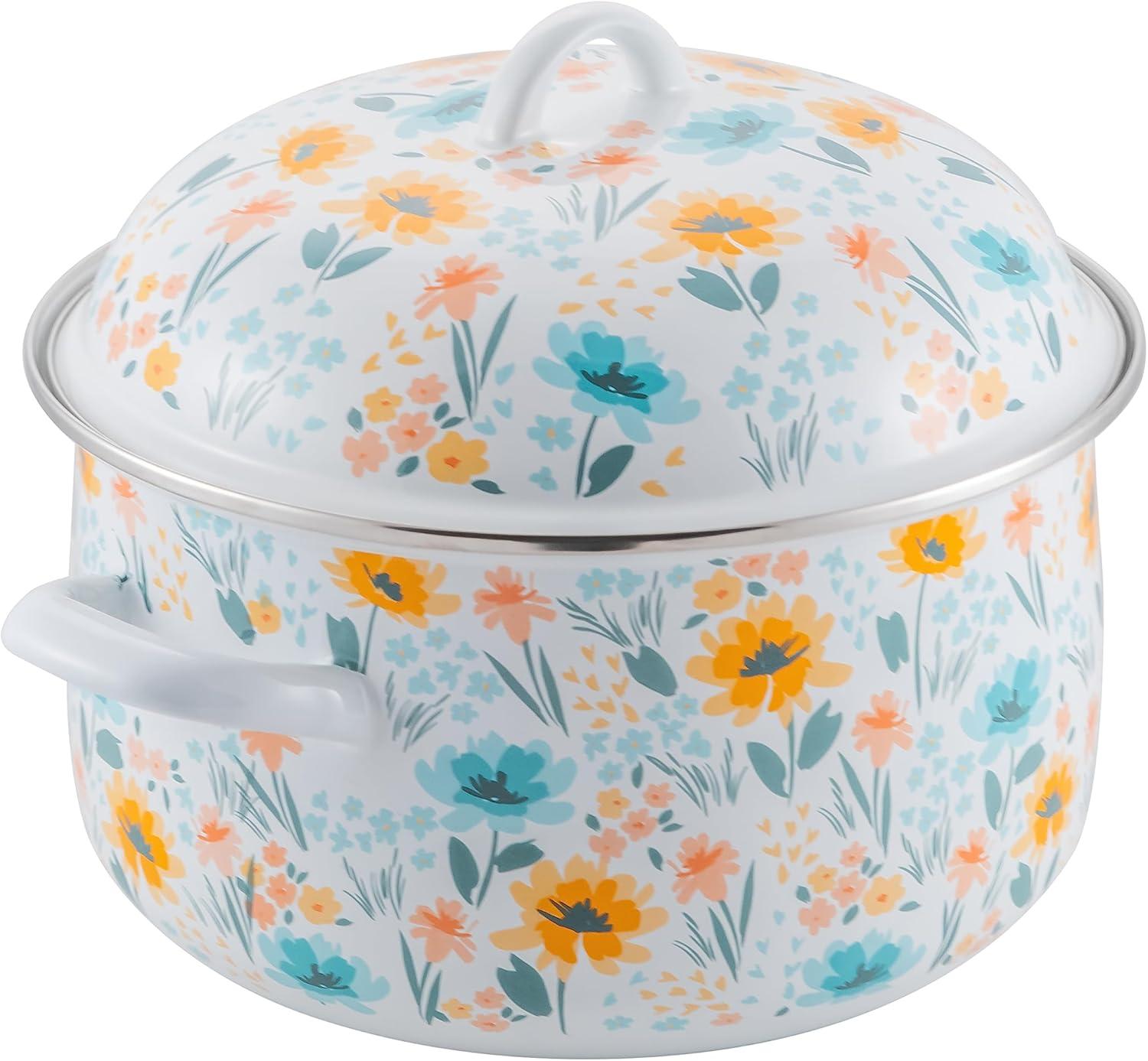 Prep•N•Cook by McSunley 6Qt Floral Porcelain Enamel Dutch Oven