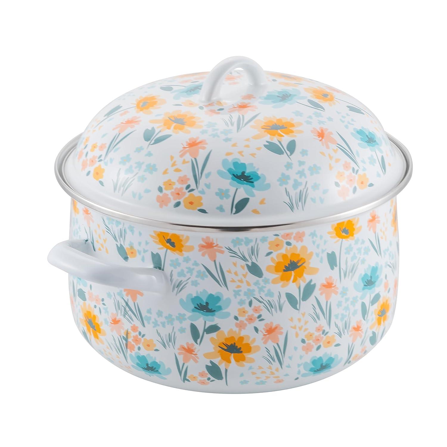 Prep•N•Cook by McSunley 6Qt Floral Porcelain Enamel Dutch Oven