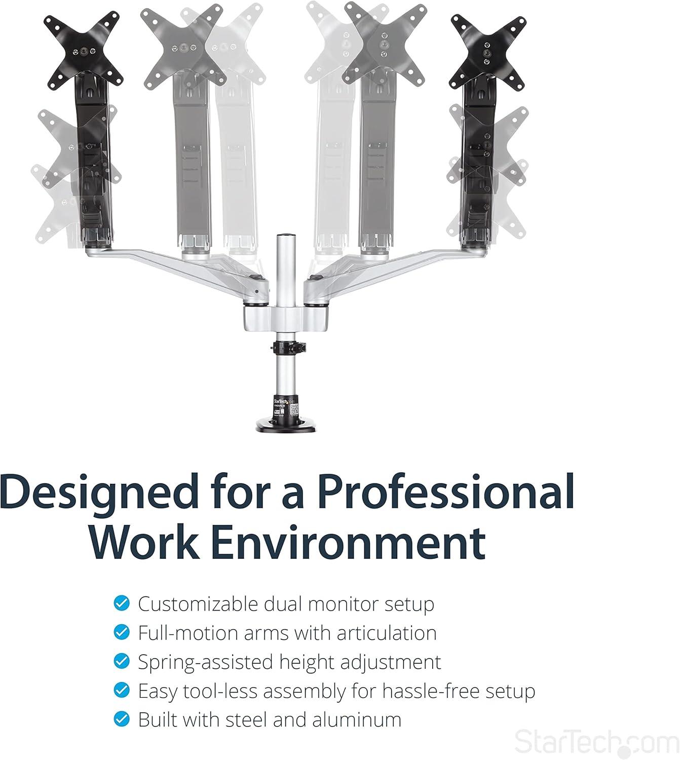 StarTech Dual Monitor Mount with Full-Motion Arms - Stackable