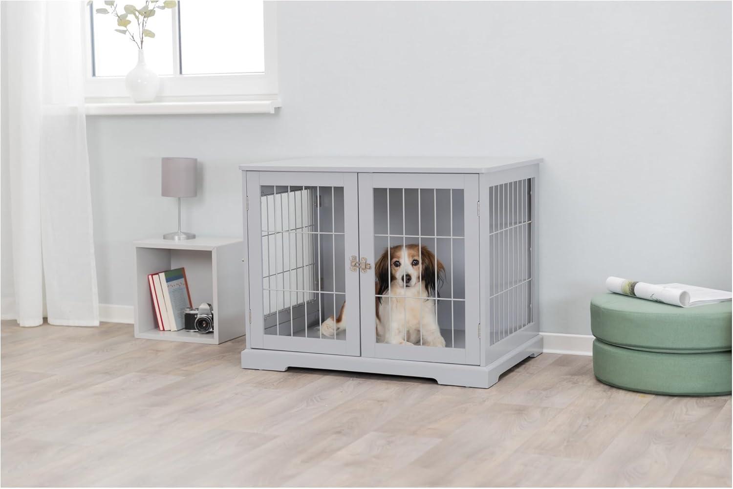 TRIXIE 29.5" Dog Crate, Indoor Crate Table for Dogs Up to 25 lb, Small Dog Kennel, Gray