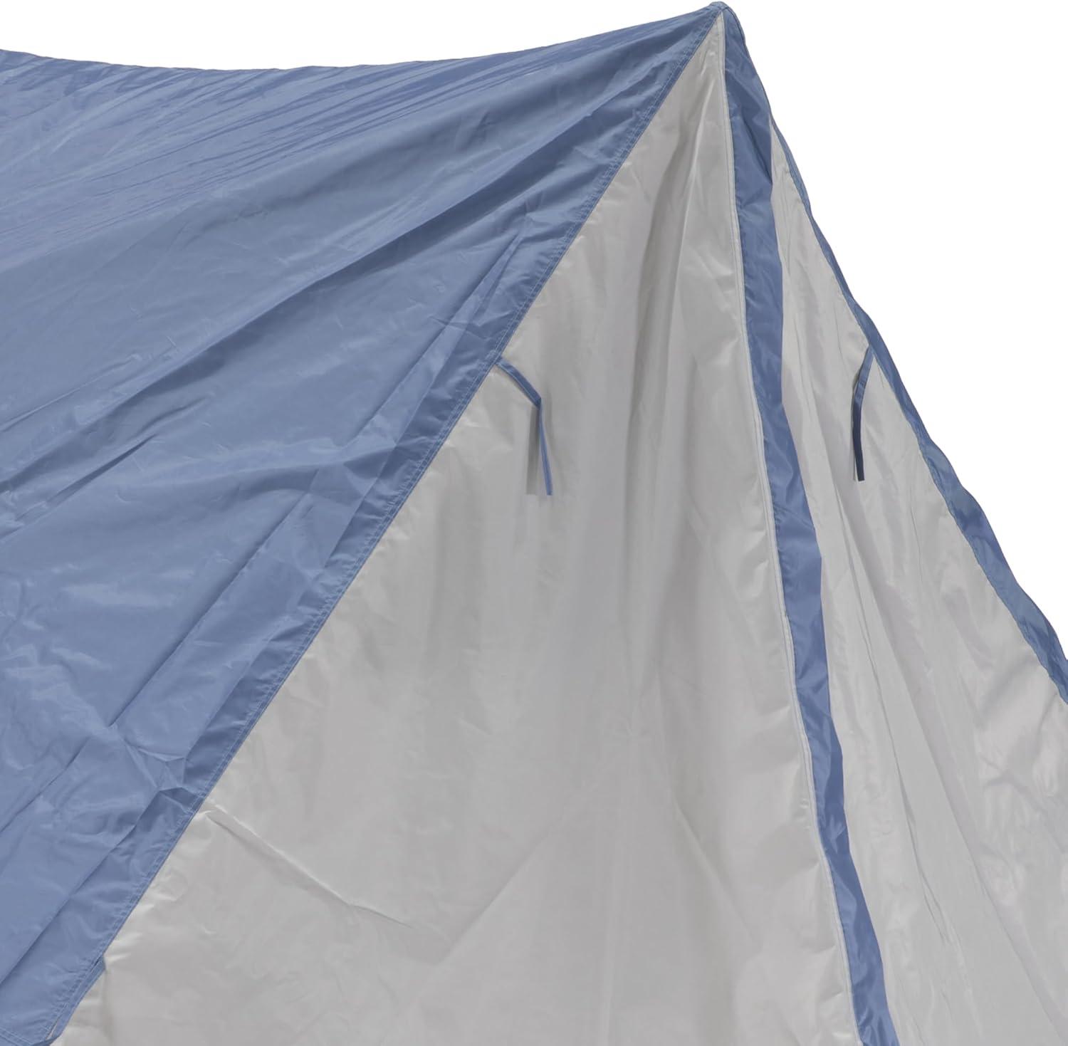 CLAM Quick-Set Apex A-Frame Tent, 8 x 8 Foot Portable Pop Up Tent Outdoor, 3 Person Camping Shelter with 2 Entry Doors & Rain Fly, Blue/Gray