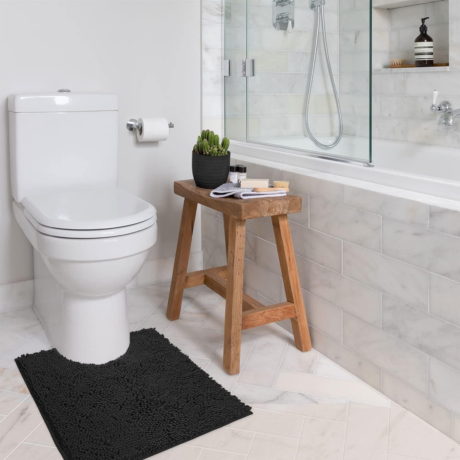 LuxUrux Soft & Plush Shaggy Plum Chenille Microfiber Bath Rug, 20" x 20'', Non-Slip Backing