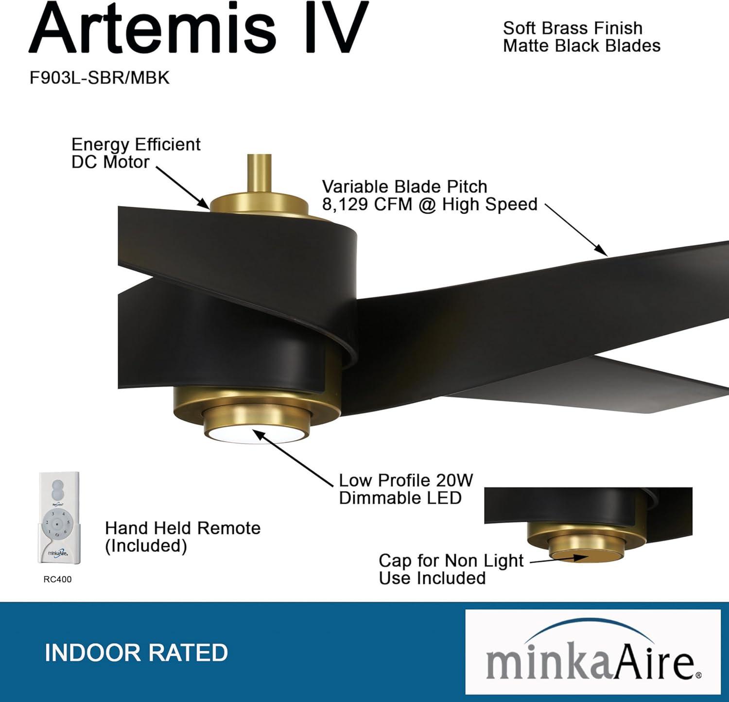 64" Artemis 4 Blade LED Standard Ceiling Fan with Light Kit Included