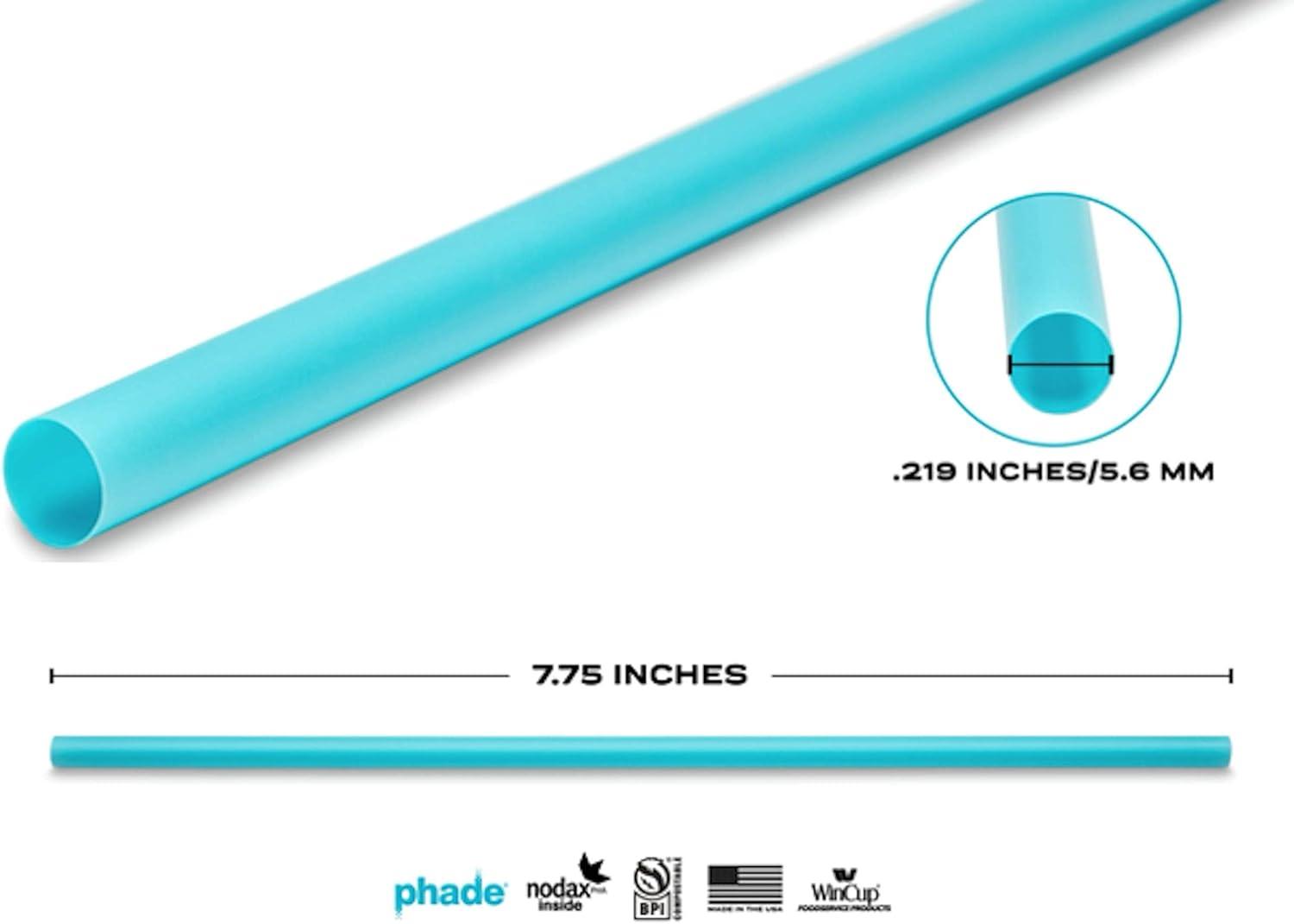 phade Eco-Friendly Sustainable Marine & Soil Biodegradable Compostable 7.75" Jumbo Straws, Individually Wrapped, 1 Pack - 375 Count