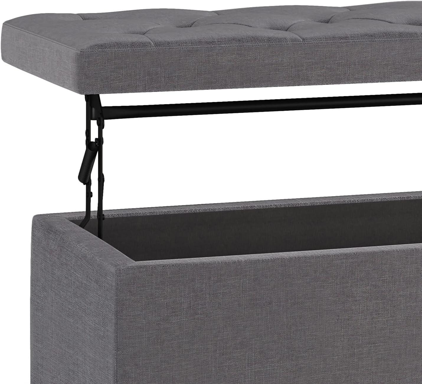 Hamilton Slate Grey Linen Blend Tufted Storage Footstool