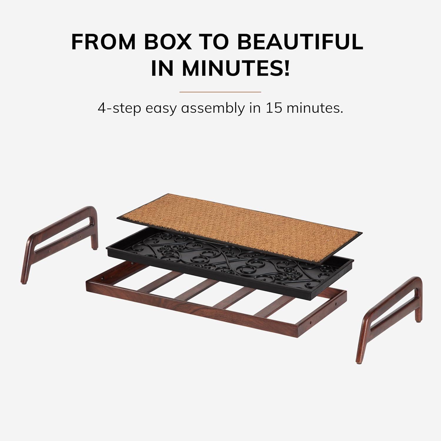 Solid Wood Boot Tray with Non-Slip Base – Waterproof Shoe Storage Cabinet for Entryway, Mudroom & Hallway