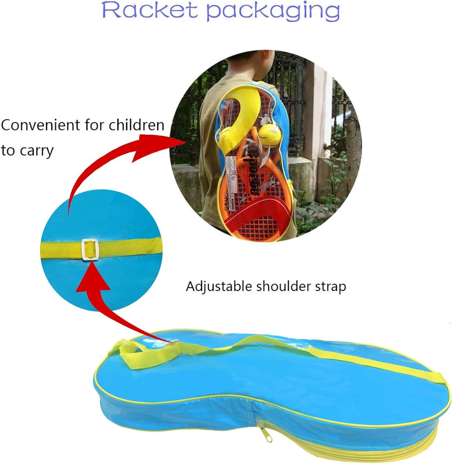 Kids Tennis Racket,17 Inch Plastic Tennis Racket with 2 Soft Balls,2 Tennis Balls and 4 Shuttlecocks for Kid,Toddler Outdoor/Indoor Sport Play