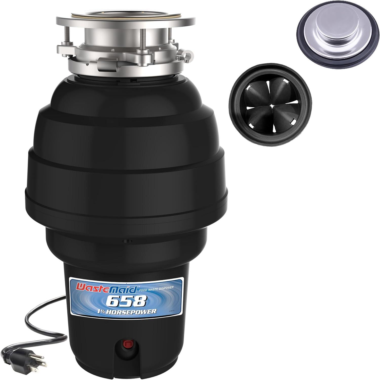 Waste Maid 1-1/4 HP Premium Garbage Disposal, Continuous Feed Disposer, Includes Attached Power Cord 10-US-WM-658-3B