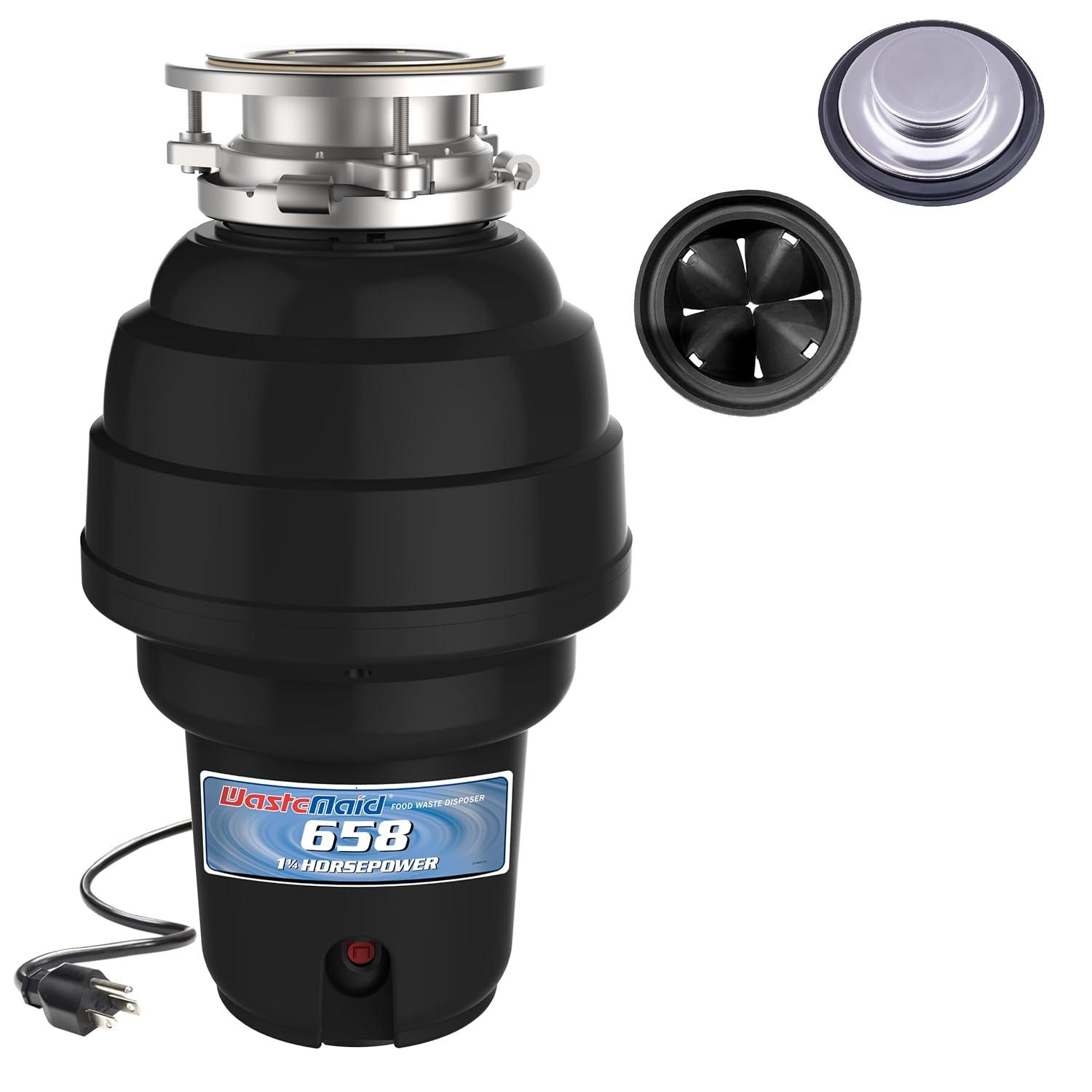 Waste Maid 1-1/4 HP Premium Garbage Disposal, Continuous Feed Disposer, Includes Attached Power Cord 10-US-WM-658-3B