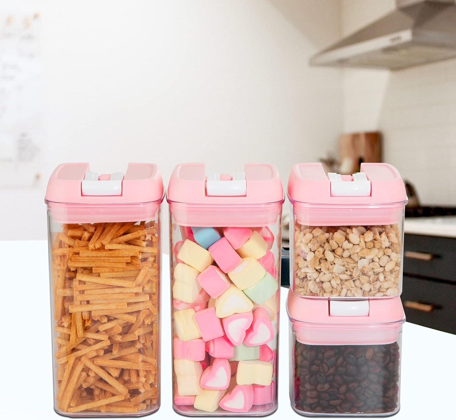 U-QE Airtight Food Storage Containers -6 Piece BPA Free Clear Plastic Airtight Containers with Easy Lock Lids for Kitchen Pantry Organization and Storage - Sugar, Flour, Cereal, Labels & Marker