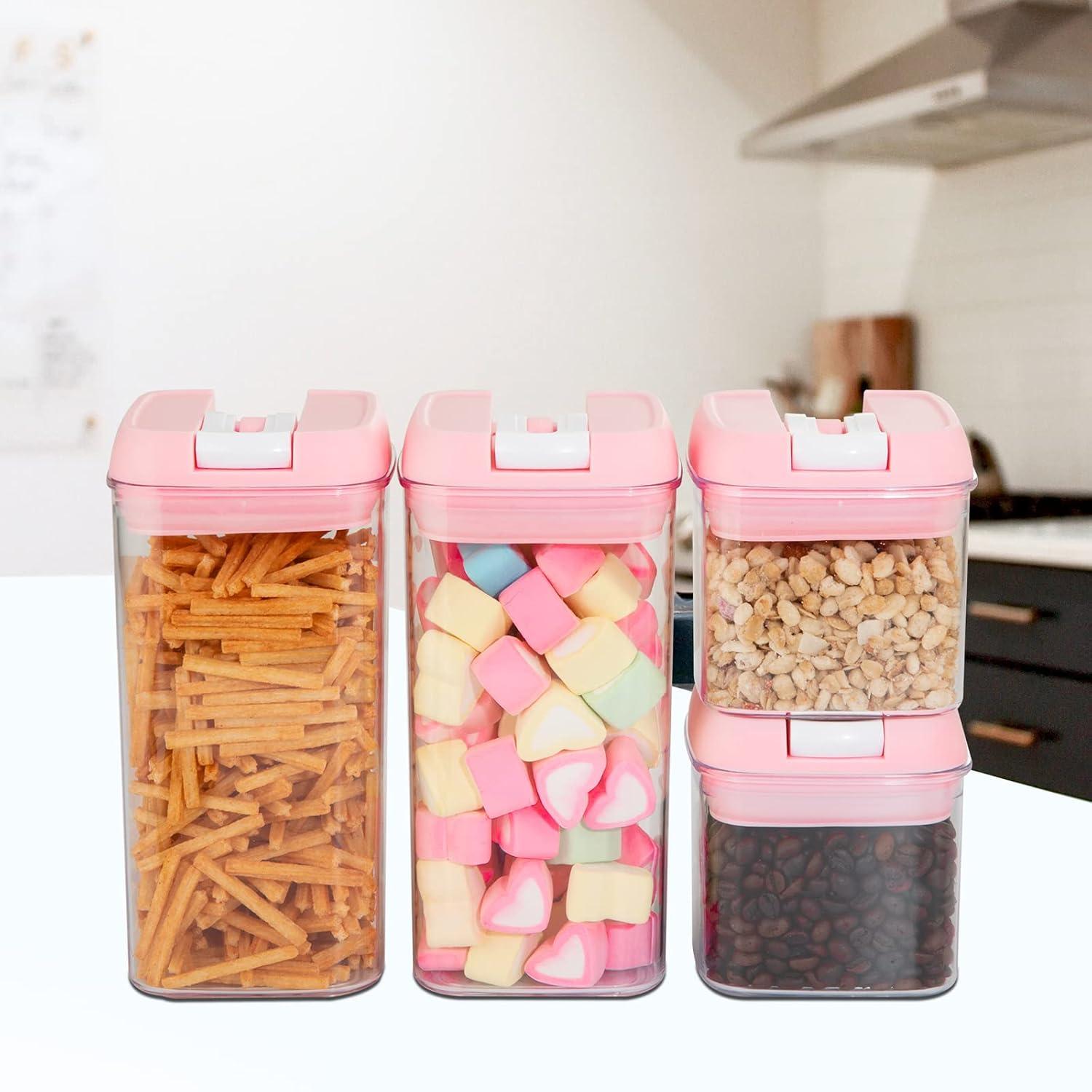 U-QE Airtight Food Storage Containers -6 Piece BPA Free Clear Plastic Airtight Containers with Easy Lock Lids for Kitchen Pantry Organization and Storage - Sugar, Flour, Cereal, Labels & Marker