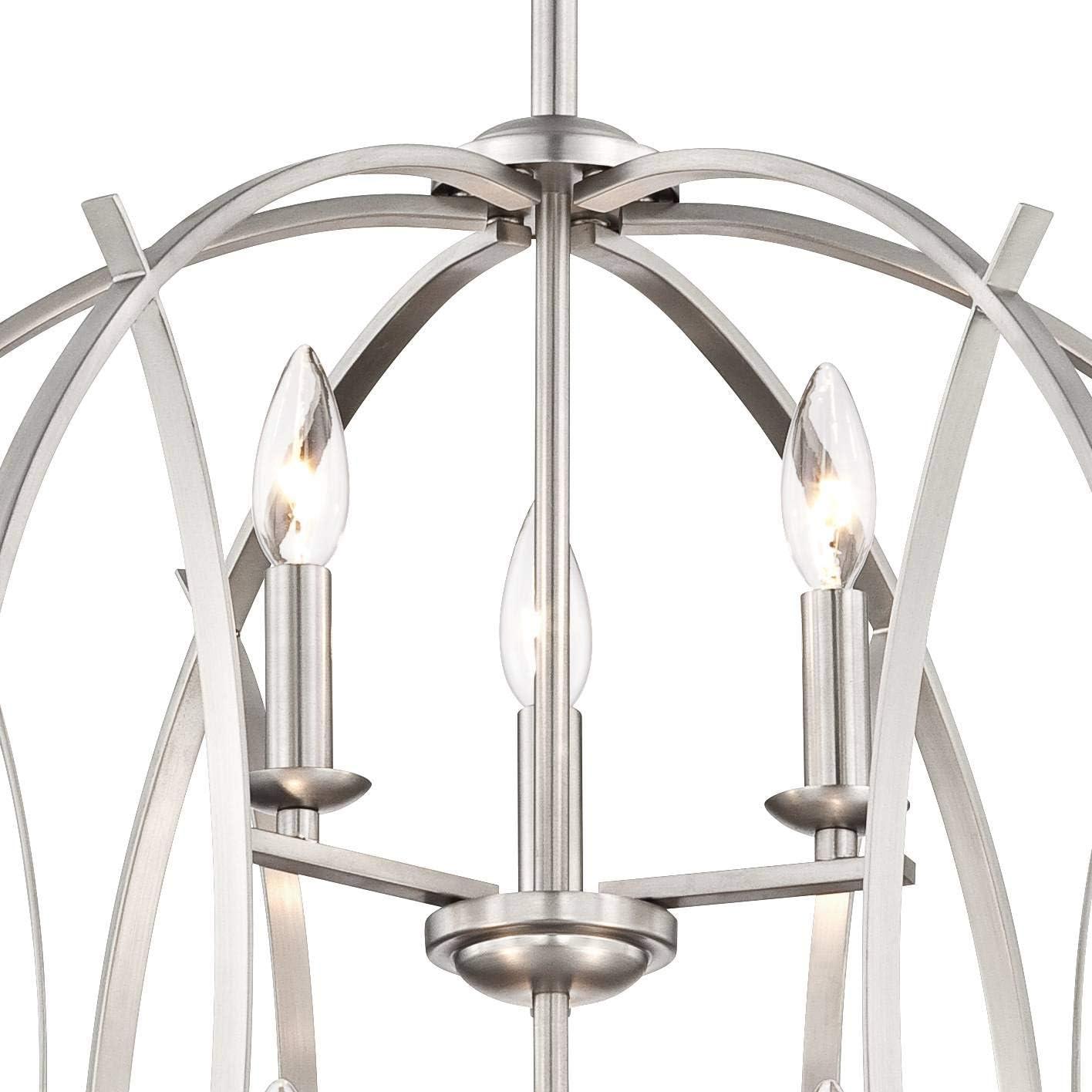 Possini Euro Design Spherical Brushed Nickel Large Chandelier 24" Wide Modern 6-Light Fixture for Dining Room House Foyer Kitchen Island Entryway Home