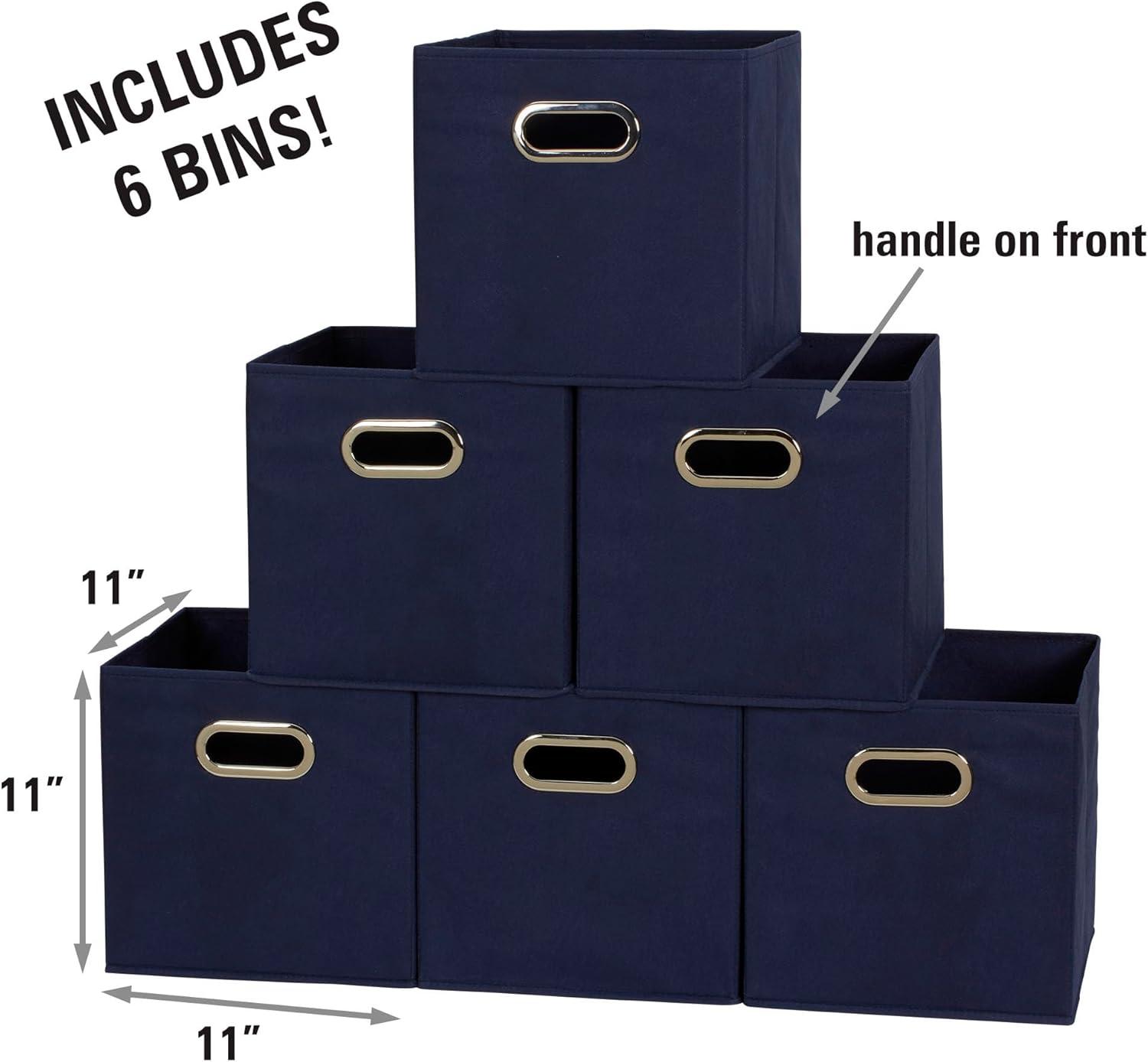 Household Essentials Open Fabric Storage Cube Bins, Set of 6, Navy