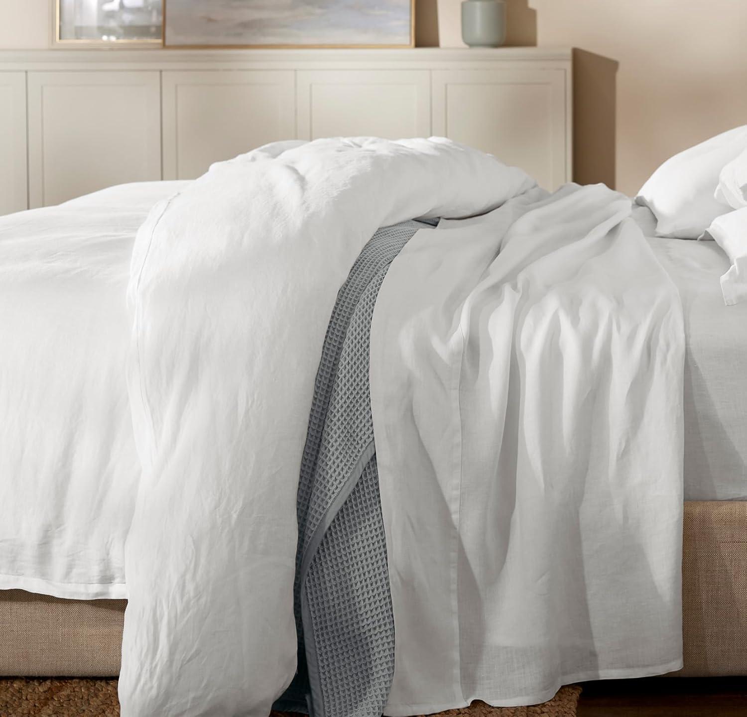 BOLL & BRANCH Waffle Bed Blanket - Twin, Shore - Luxury 100% Organic Cotton - Soft, Lightweight and Breathable - Textured Waffle Weave Design