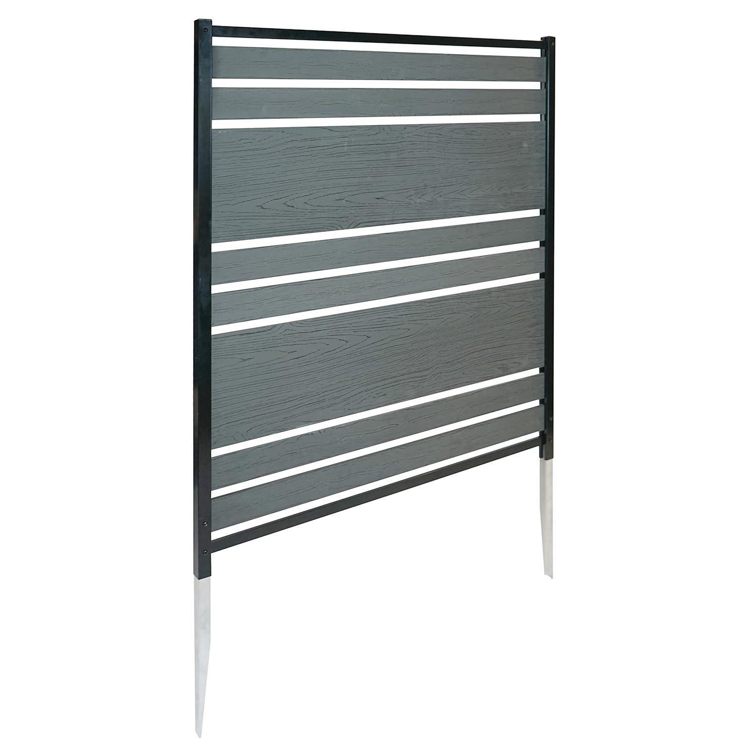 Enclo 48in H x 40in W (2 Panels) No Dig Enclo Vienna Charcoal Color Woodtek Privacy Screen, Outdoor Vinyl Privacy Fence Panel, Privacy Wall for Trash Cans & Air Conditioner Fence, Patio Privacy Screen, EC18018