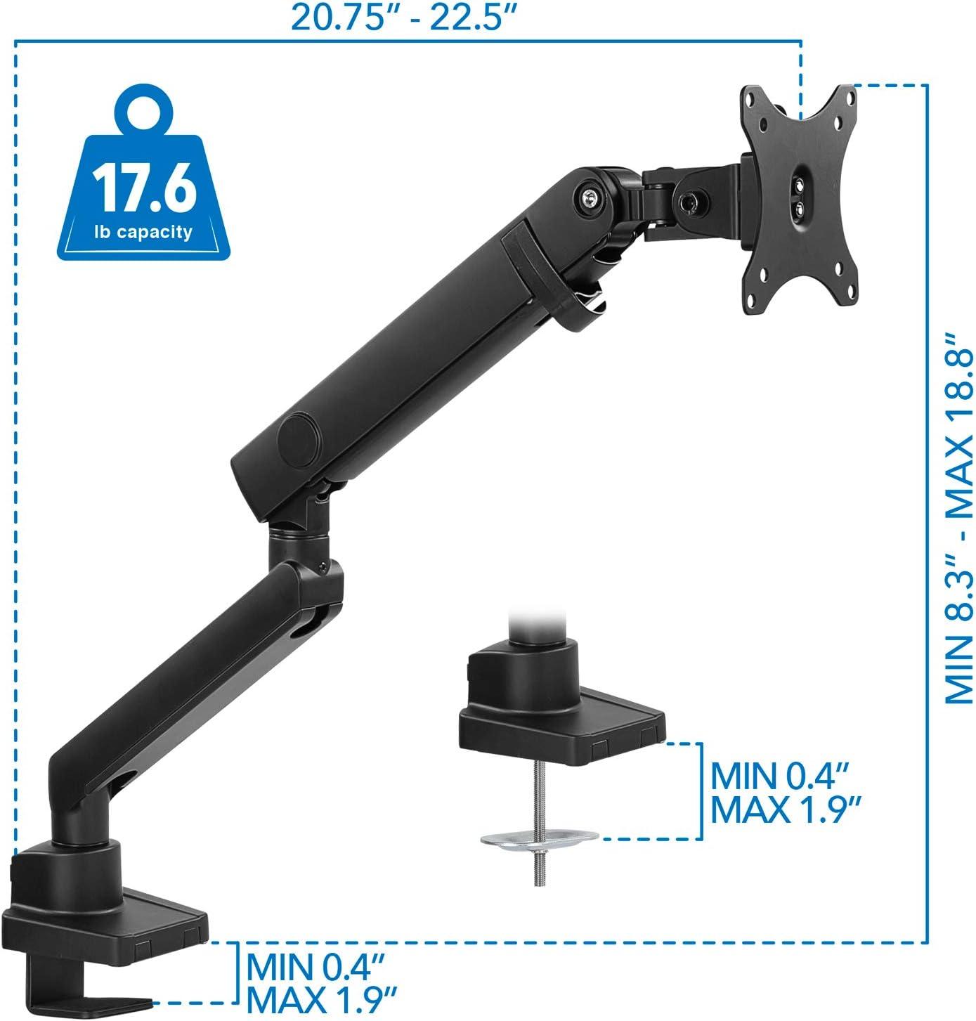 Black Adjustable Aluminum and Steel Monitor Desk Mount