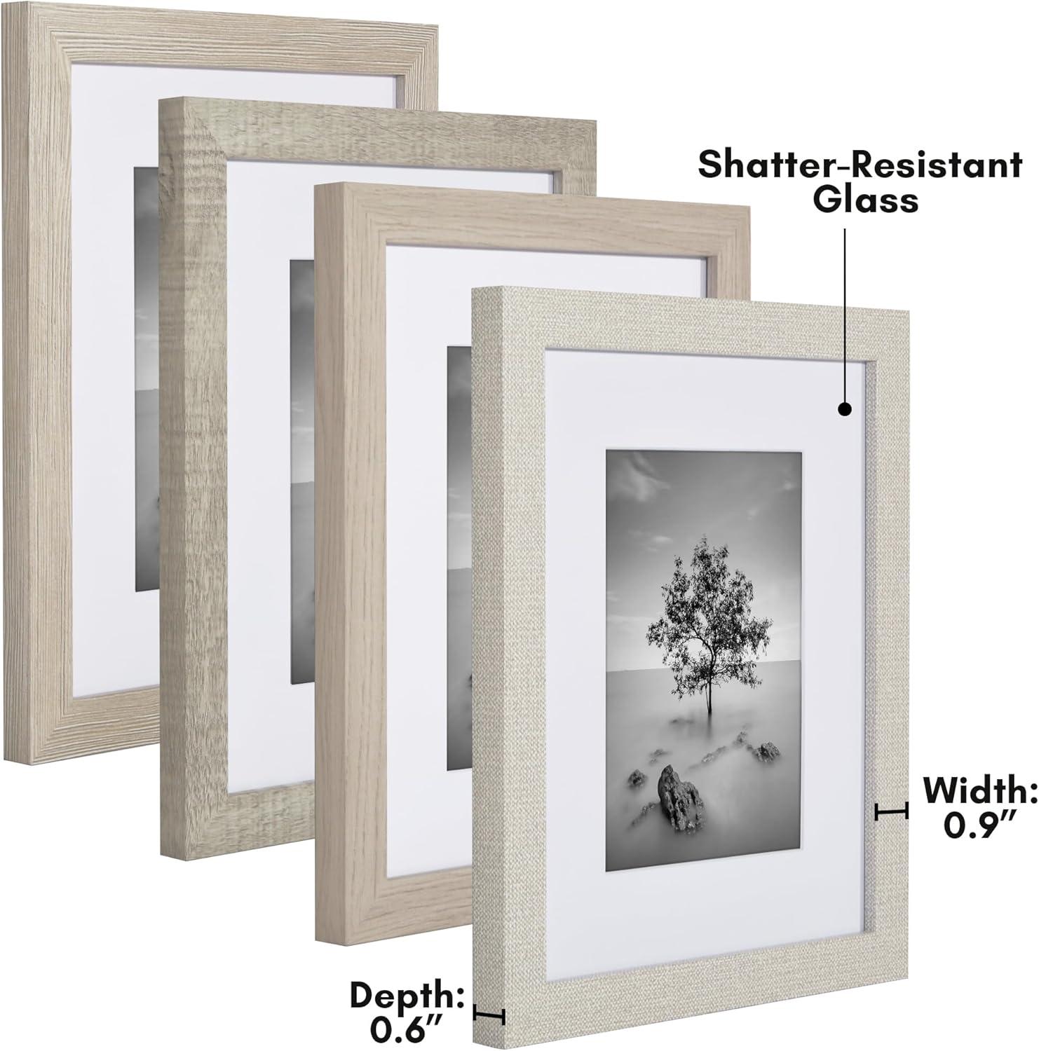 Americanflat Picture Frame Set With Mat - Perfect for Farmhouse Decor - 4 Pack