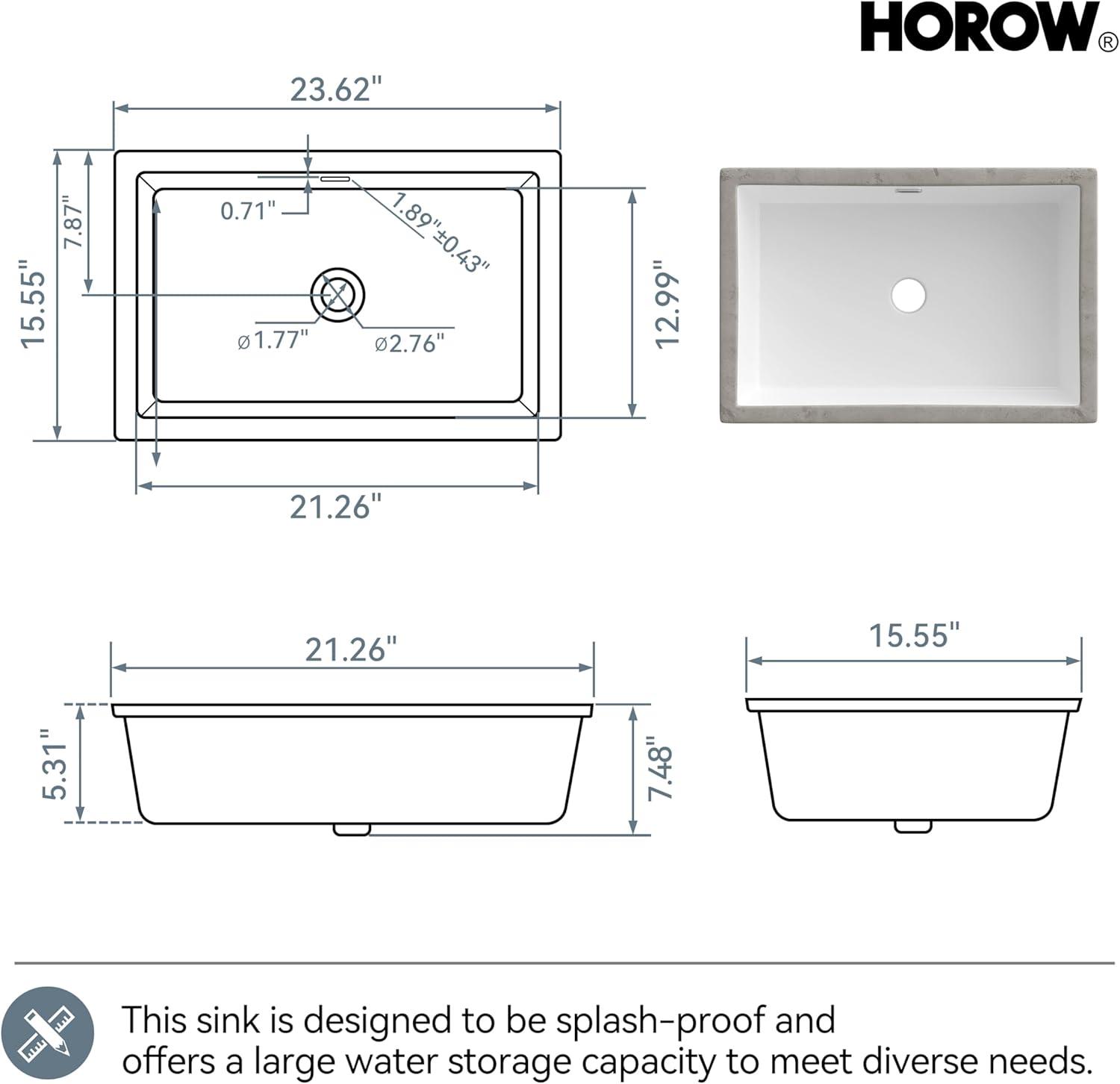 23.6" X 15.5" Rectangular Vitreous China Undermount Bathroom Sink with Overflow Hole，Modern White Square Vessel Sinks