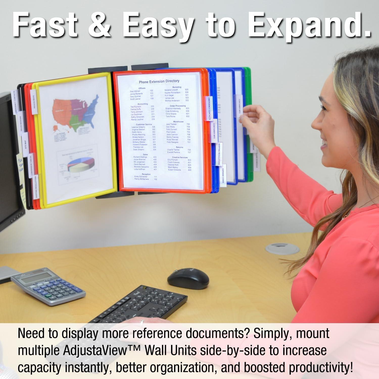 Ultimate Office AdjustaView™ 10-Pocket Wall Reference Organizer with Easy-Load Pockets and Mounting Screws