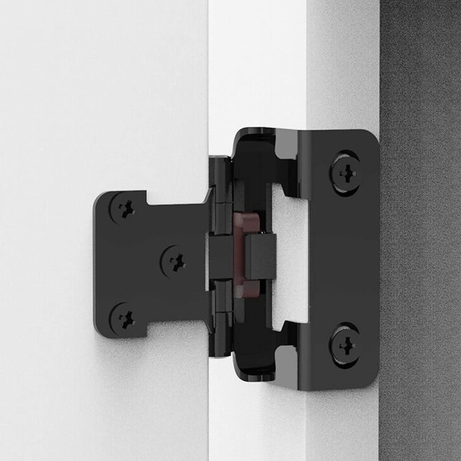 50 Pack 25 Pairs Semi-Overlay 1/2 inch Self-Closing Face Frame Cabinet Hinges Matte Black Half Wrap-Around Kitchen Cabinet Door Hinges Face Mount Cabinet Hardware Matte Black Matte Black