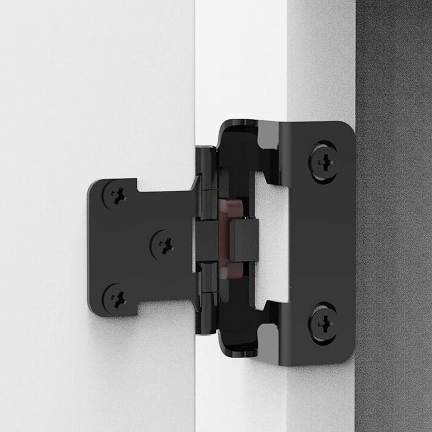 50 Pack 25 Pairs Semi-Overlay 1/2 inch Self-Closing Face Frame Cabinet Hinges Matte Black Half Wrap-Around Kitchen Cabinet Door Hinges Face Mount Cabinet Hardware Matte Black Matte Black