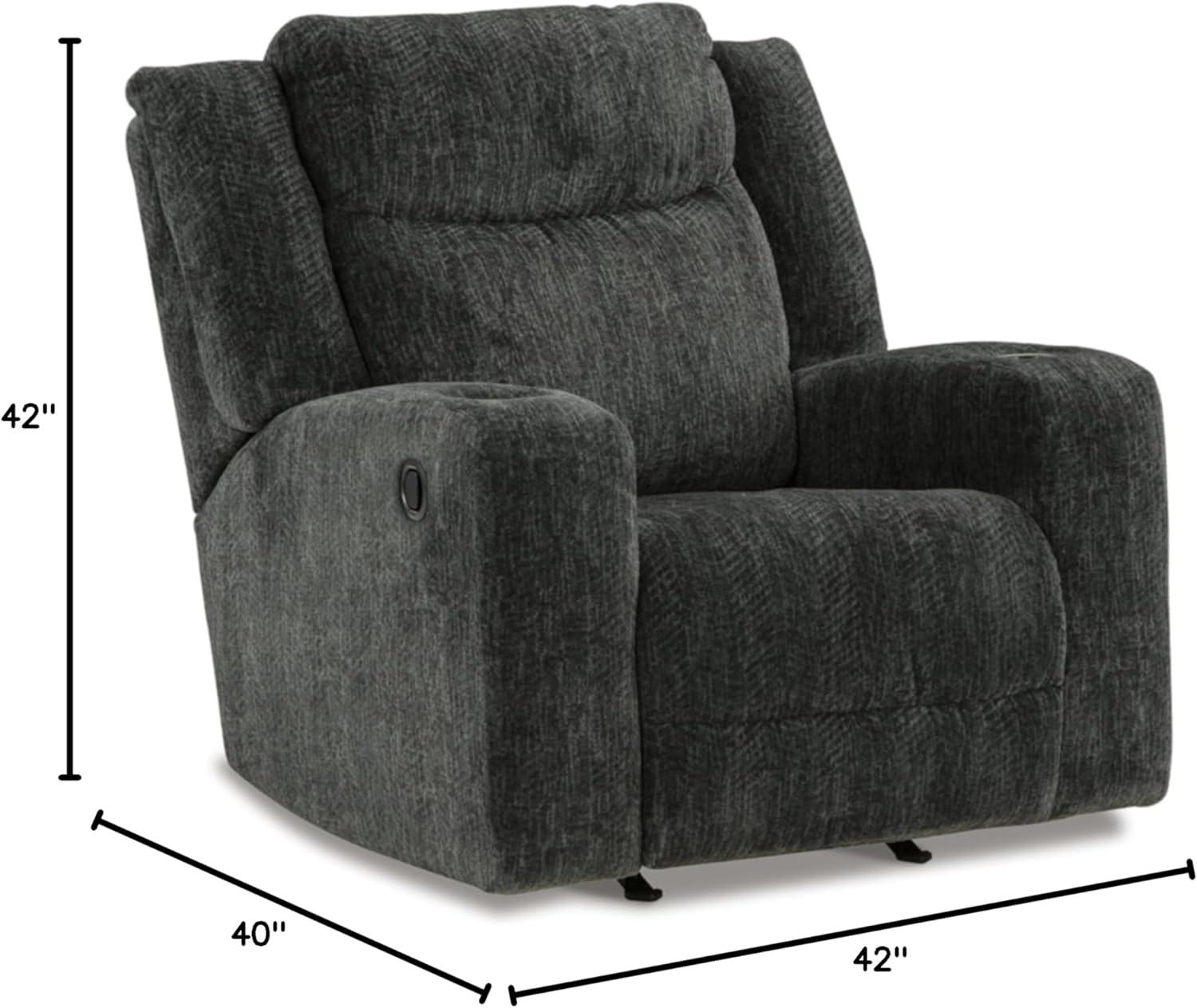 Black Velvet Modern Recliner with Cup Holders