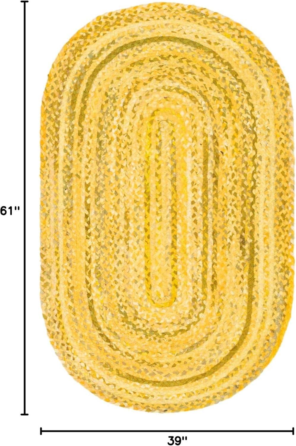 Unique Loom Braided Chindi Collection Area Rug - Layer (3' 3" x 5' 1" Oval Yellow Orange/Orange)