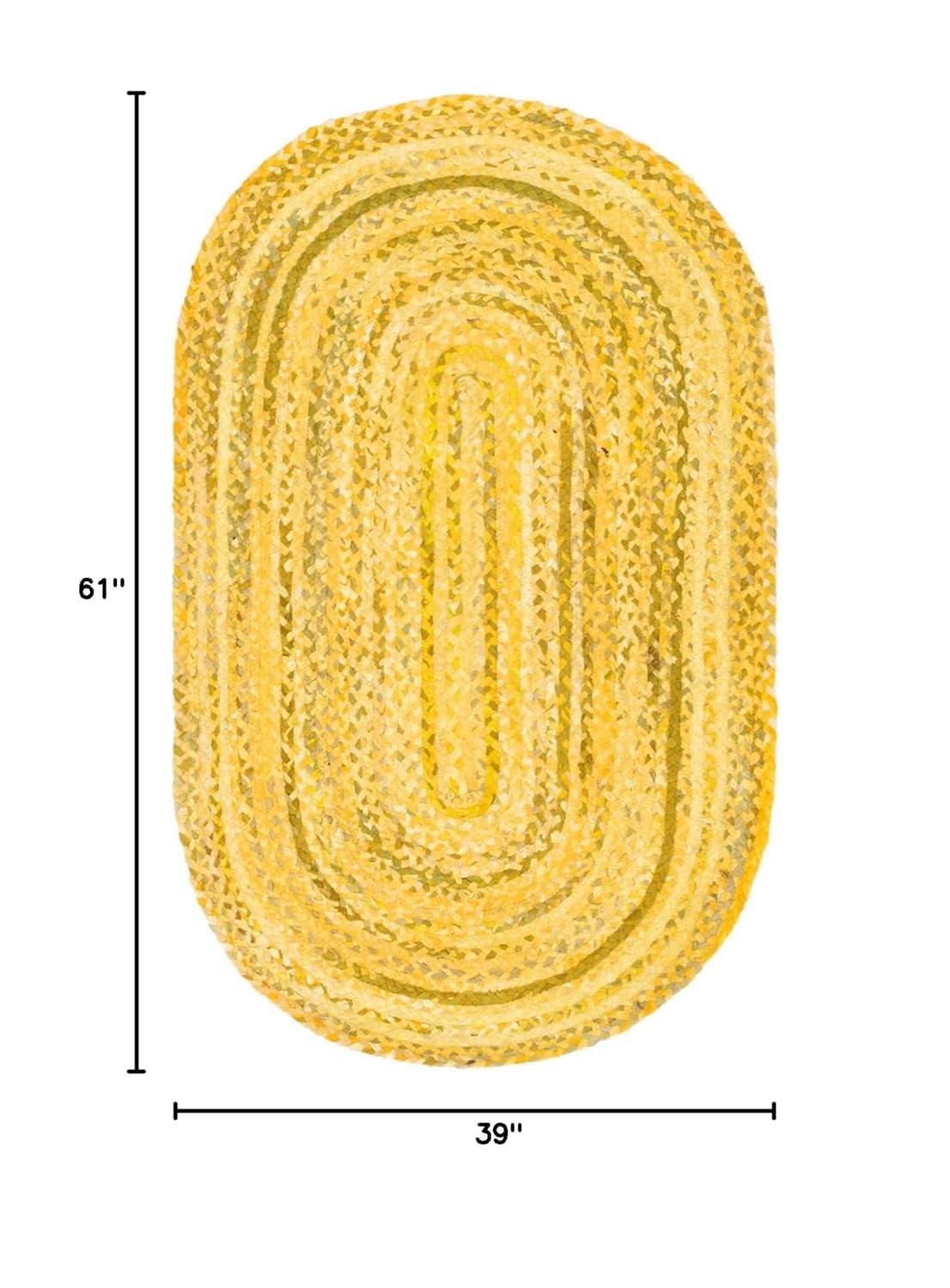 Unique Loom Braided Chindi Collection Area Rug - Layer (3' 3" x 5' 1" Oval Yellow Orange/Orange)