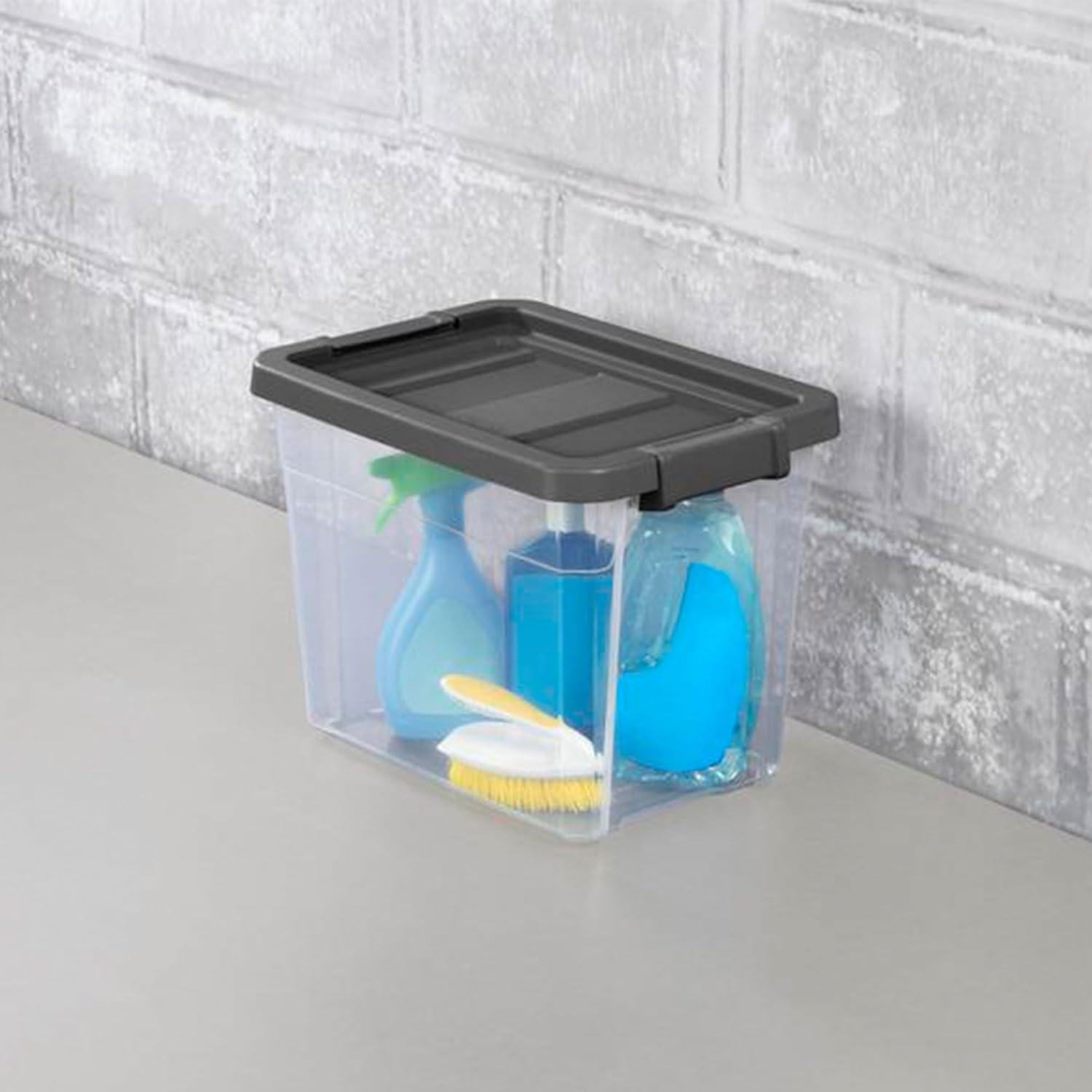 Sterilite 30 Quart Clear Plastic Stackable Storage Container Bin Box Tote with Grey Latching Lid Organizing Solution for Home & Classroom