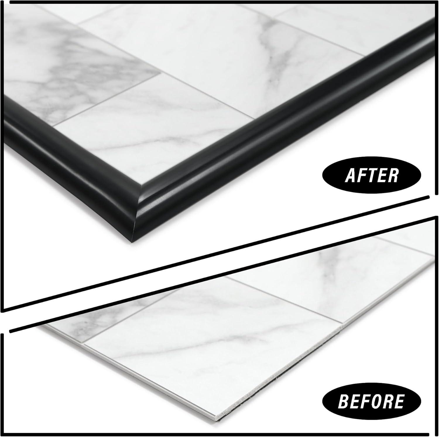 The Tiles Plaza Peel and Stick Tile Edge Trim for Backsplash Tile 15 Feet Self Adhesive PVC Trim Molding Decorative Trim, Matte Black