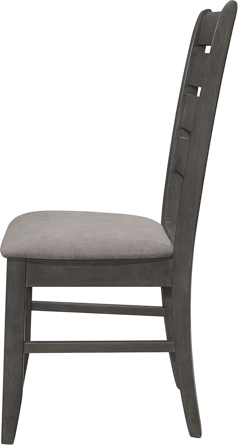 Dark Gray Upholstered Ladderback Wood Side Chair Set