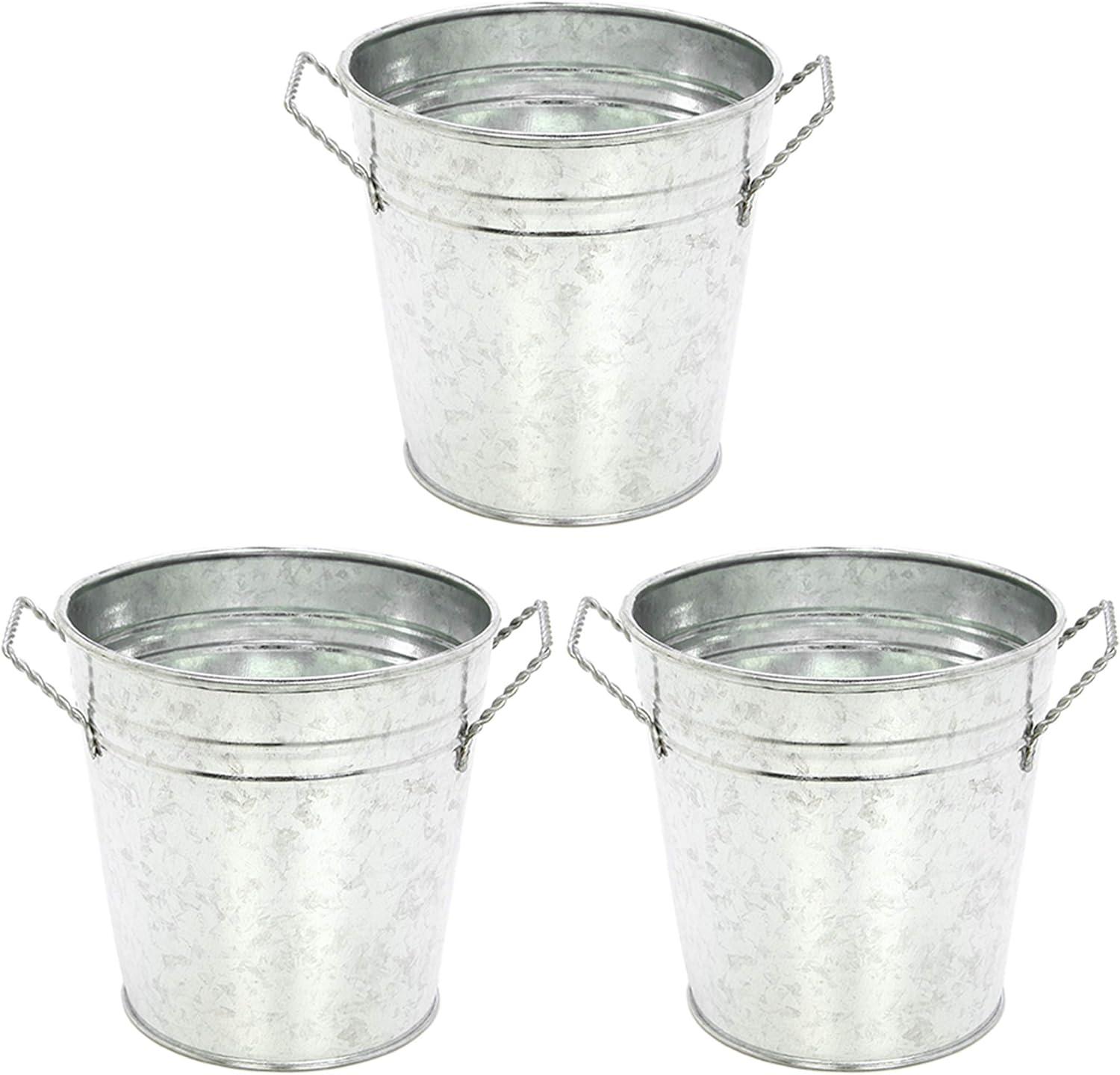 Hosley 3 pack of Galvanized Planters - 5 Inch Diameter