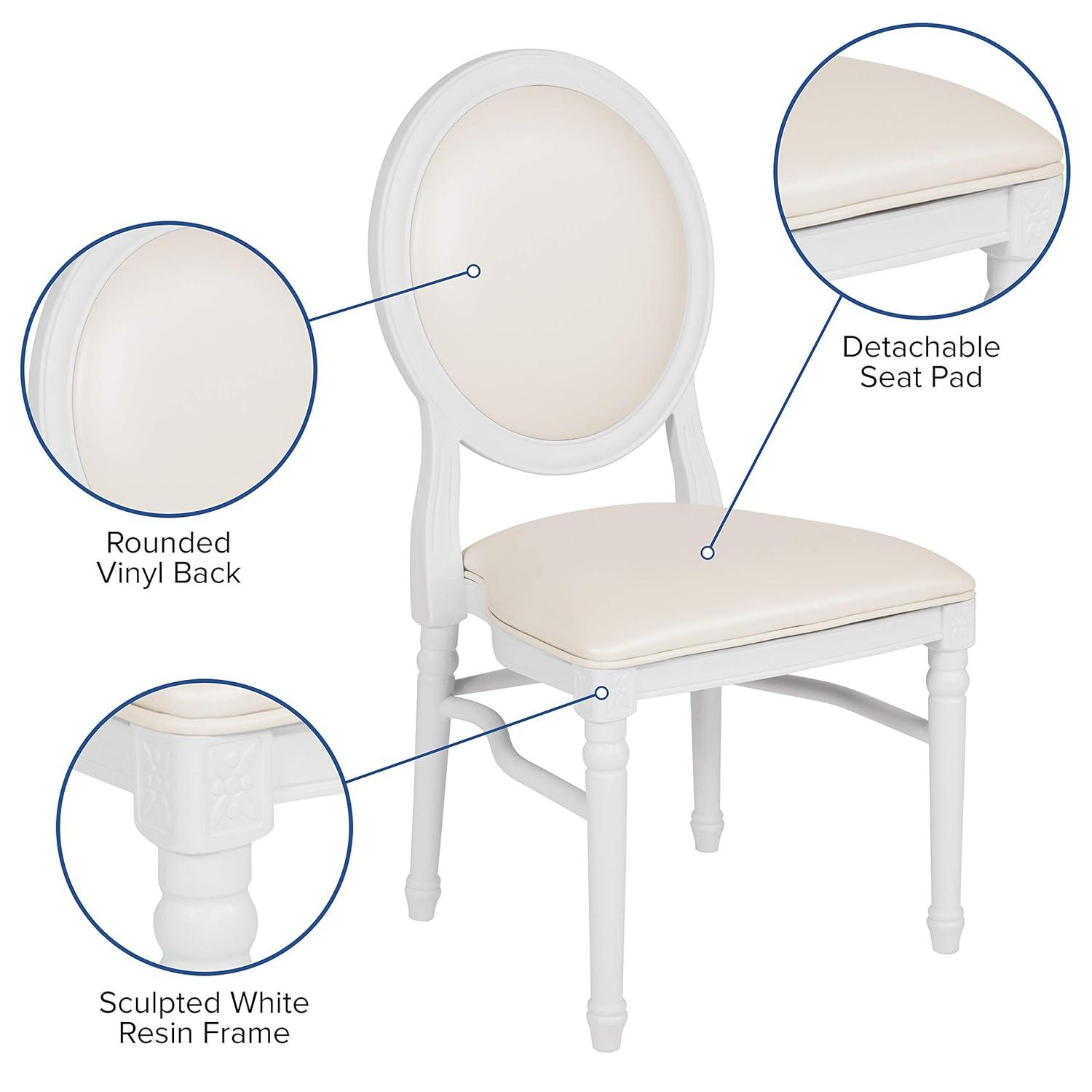 Flash Furniture HERCULES Series 900 lb. Capacity King Louis Chair with White Vinyl Back and Seat and White Frame