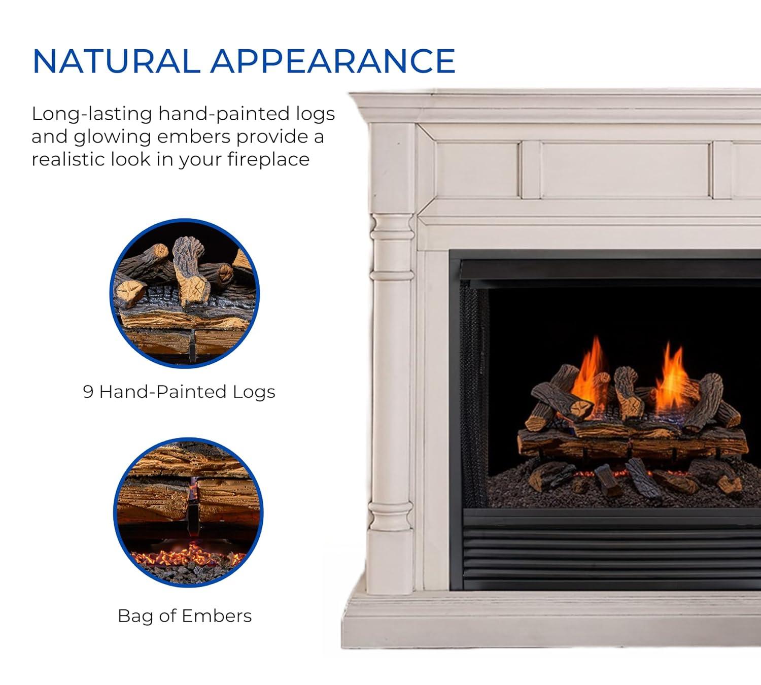 Duluth Forge Duluth Forge Ventless Dual Fuel Gas Log Set, Split Oak, T-Stat Control