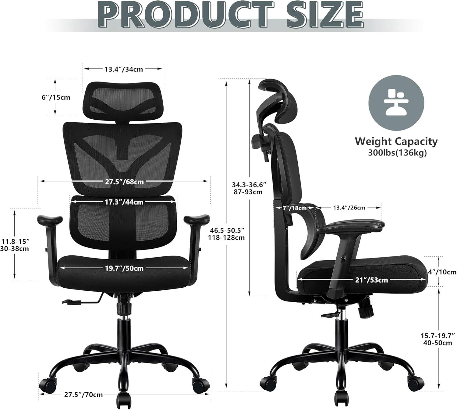 Black Ergonomic High Back Mesh Office Chair with Adjustable Armrests