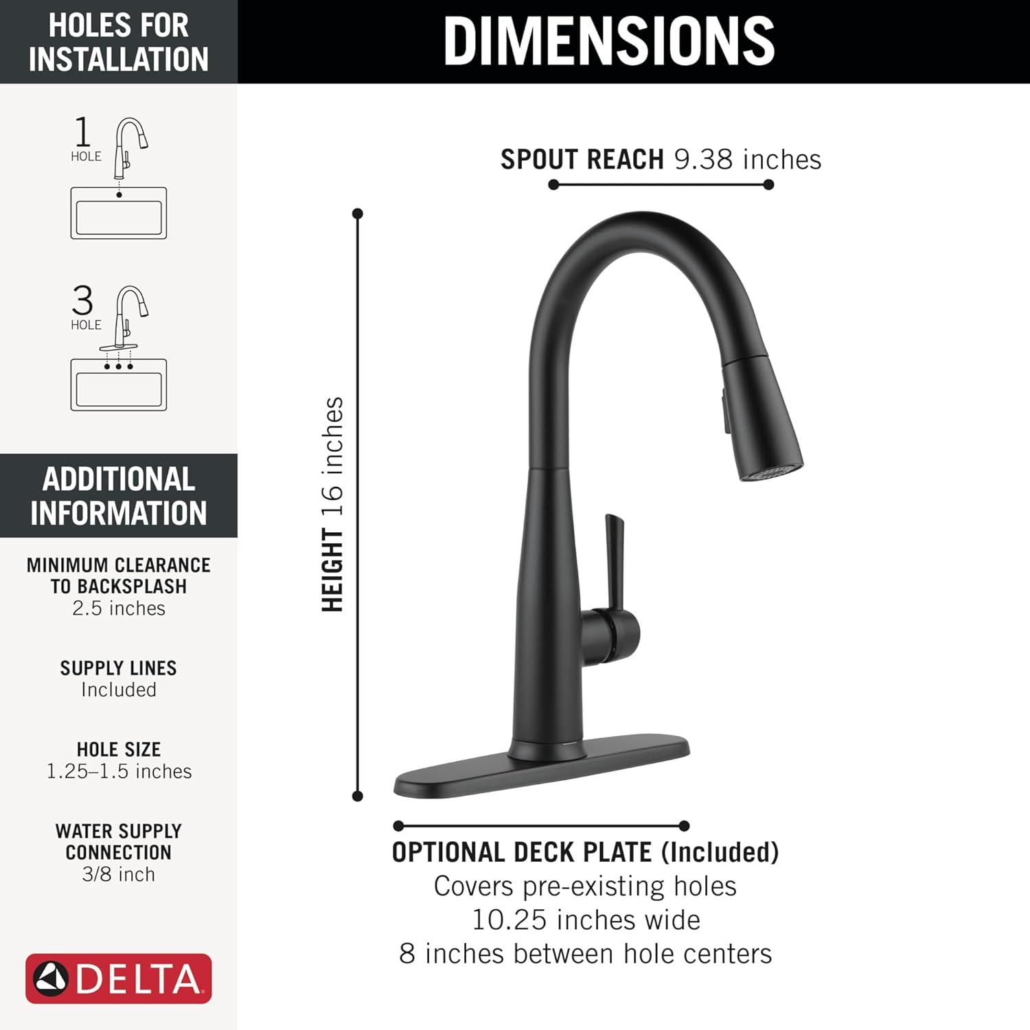 Delta 9113TL-BL-DST Essa Touch2O Kitchen Sink Faucet with Touchless Technology