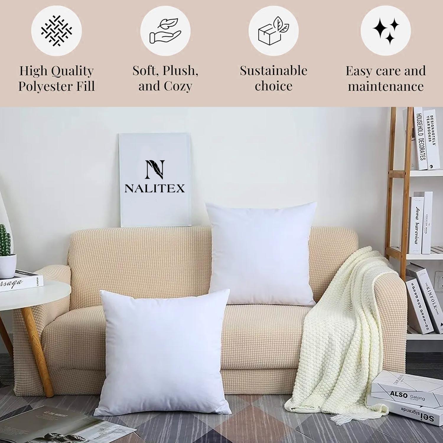 THROW PILLOW, SOFA PILLOW, OUT DOOR PILLOW, COUCH PILLOW, BEDDING PILLOW Inserts (Set of 2, White), 18x18 Inches - Lightweight Fillers for Sofa, Bed, and Home Décor (18x18 Inch (Pack of 2)