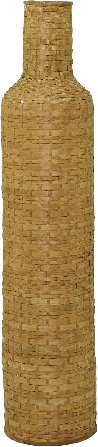Studio 350 Intricately Woven Tall Bamboo Wood Floor Vase  - White or Brown Brown - 9"W, 39"H