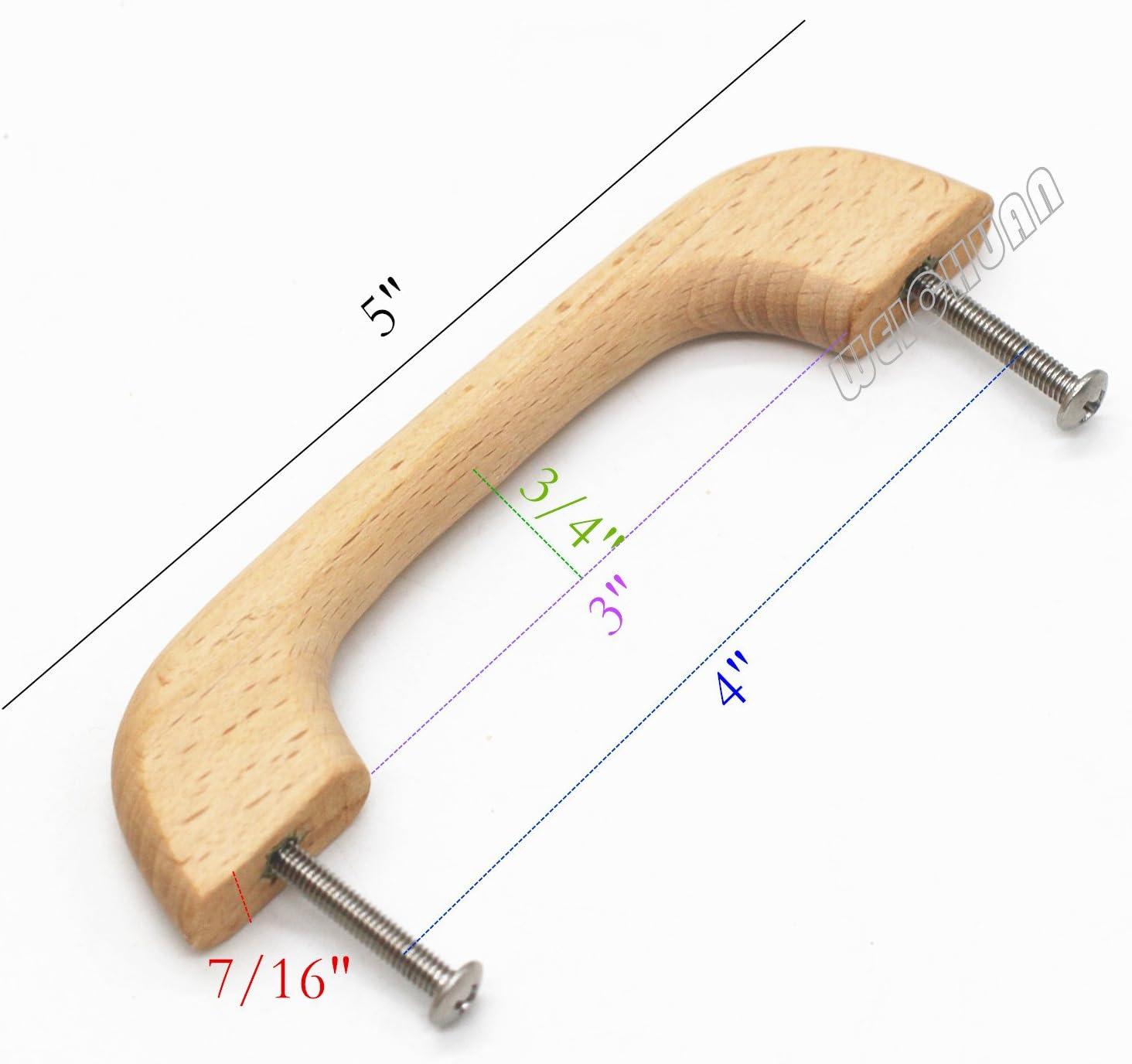 THESG-10PCS Wood Unfinished Drawer Knobs Pulls Handles - Kitchen Cabinets Furniture Dresser Wardrobe Cupboard Drawer Knobs Pulls Handles(Total Length: 5" Hole-to-Hole Distance: 4")