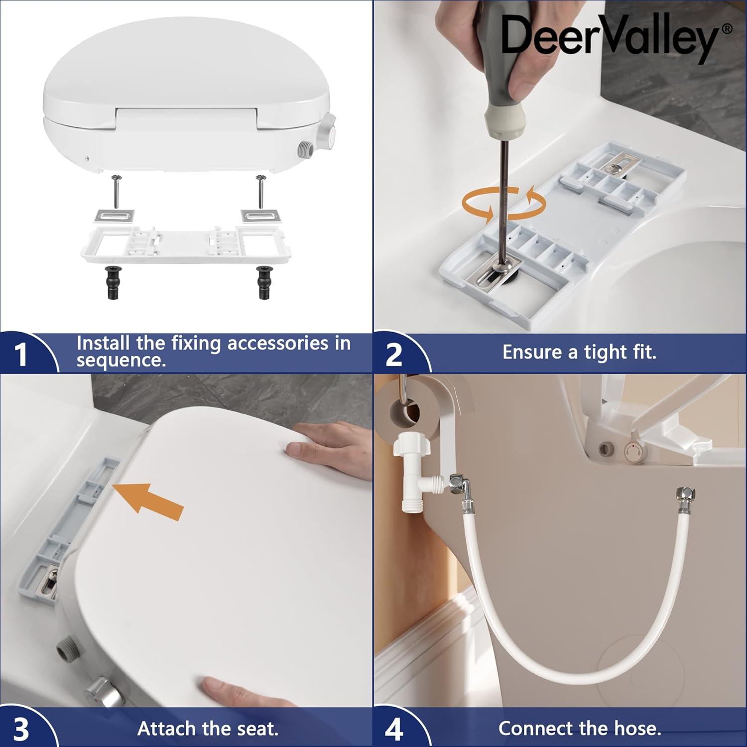 Electric Quiet Close Bidet Seat for Elongated Toilets in White