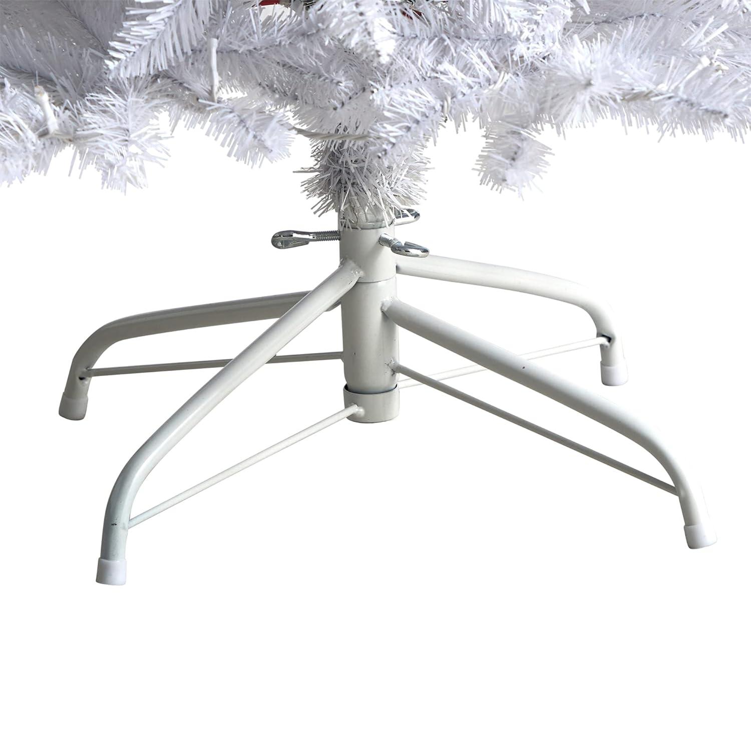 Nearly Natural 5-ft Slim White Artificial Christmas Tree with 150 Warm White LED Lights and 491 Bendable Branches