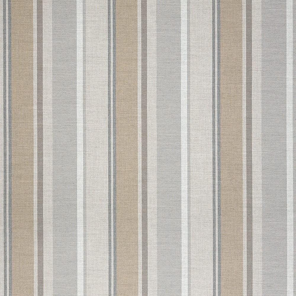 Trusted Fog Beige and Gray Striped Outdoor Upholstery Fabric