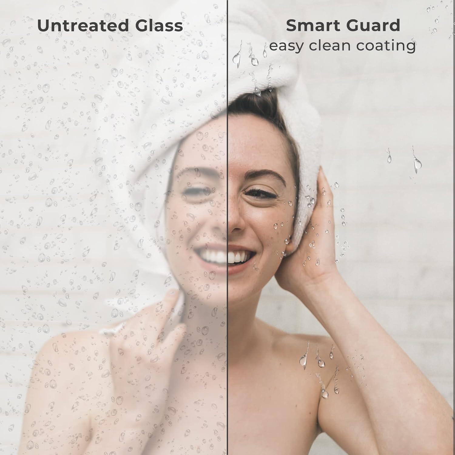 Milan Stationary glass shower Door 30 x 76 inch Clear Glass Oil Rubbed Bronze Finish 3/8" by Fab Glass and Mirror