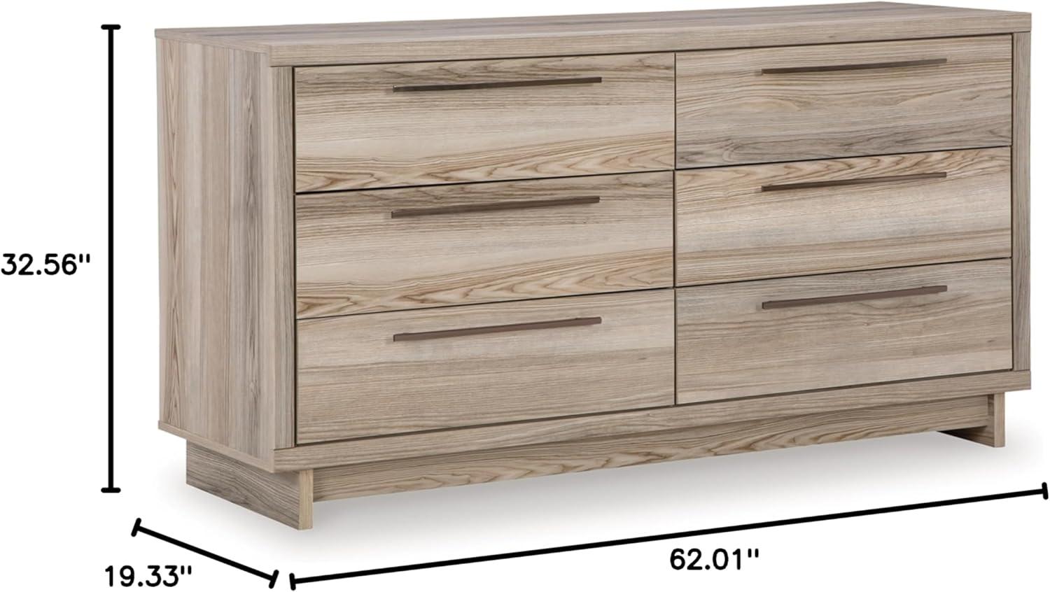 Beige Transitional 6-Drawer Dresser with Natural Finish