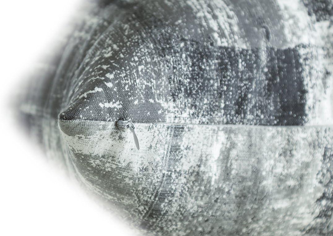 TreeWool (Pack of 2) Brush Art Accent Decorative Square Cotton Throw Pillow Covers (24 x 24 inches, Black)