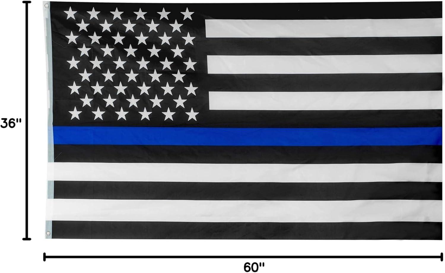 Thin Blue Line Flag United States Policeman Banner Polyester 3x5 Foot Flags Vivid Color and UV Fade Resistant Flag Outdoor Banner