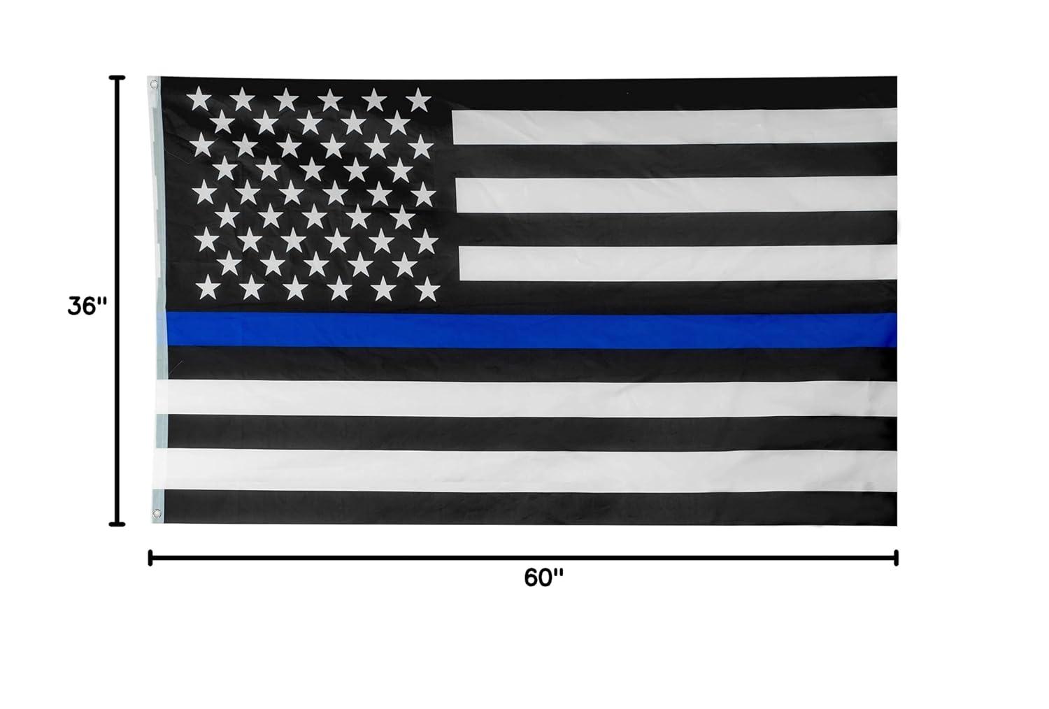 Thin Blue Line Flag United States Policeman Banner Polyester 3x5 Foot Flags Vivid Color and UV Fade Resistant Flag Outdoor Banner