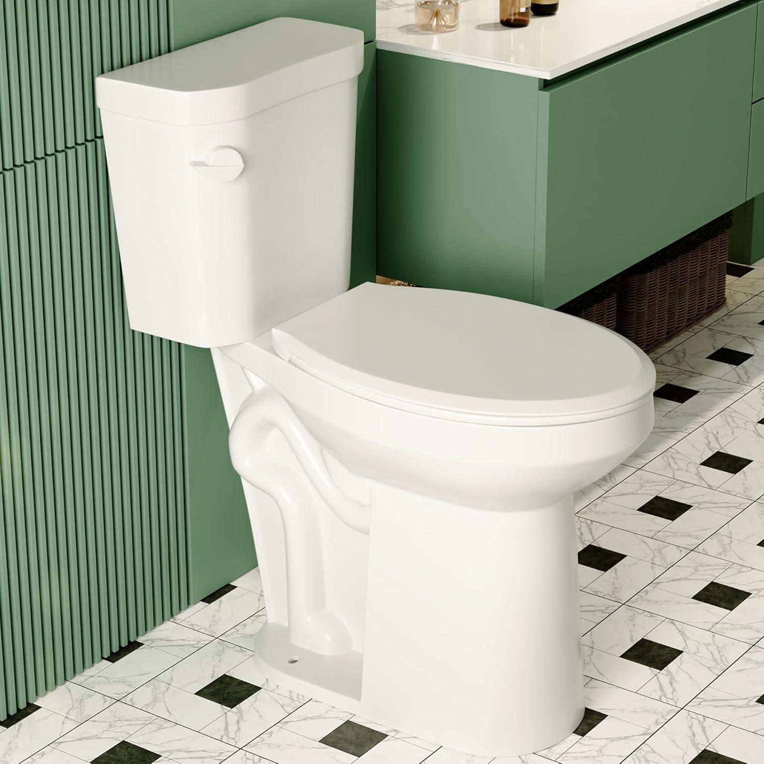 21inch High Two-Piece Toilet, Extra Tall Toilet Comfortable SeatHeight 1.28 GPF Elongated Floor Mounted (Seat Included)