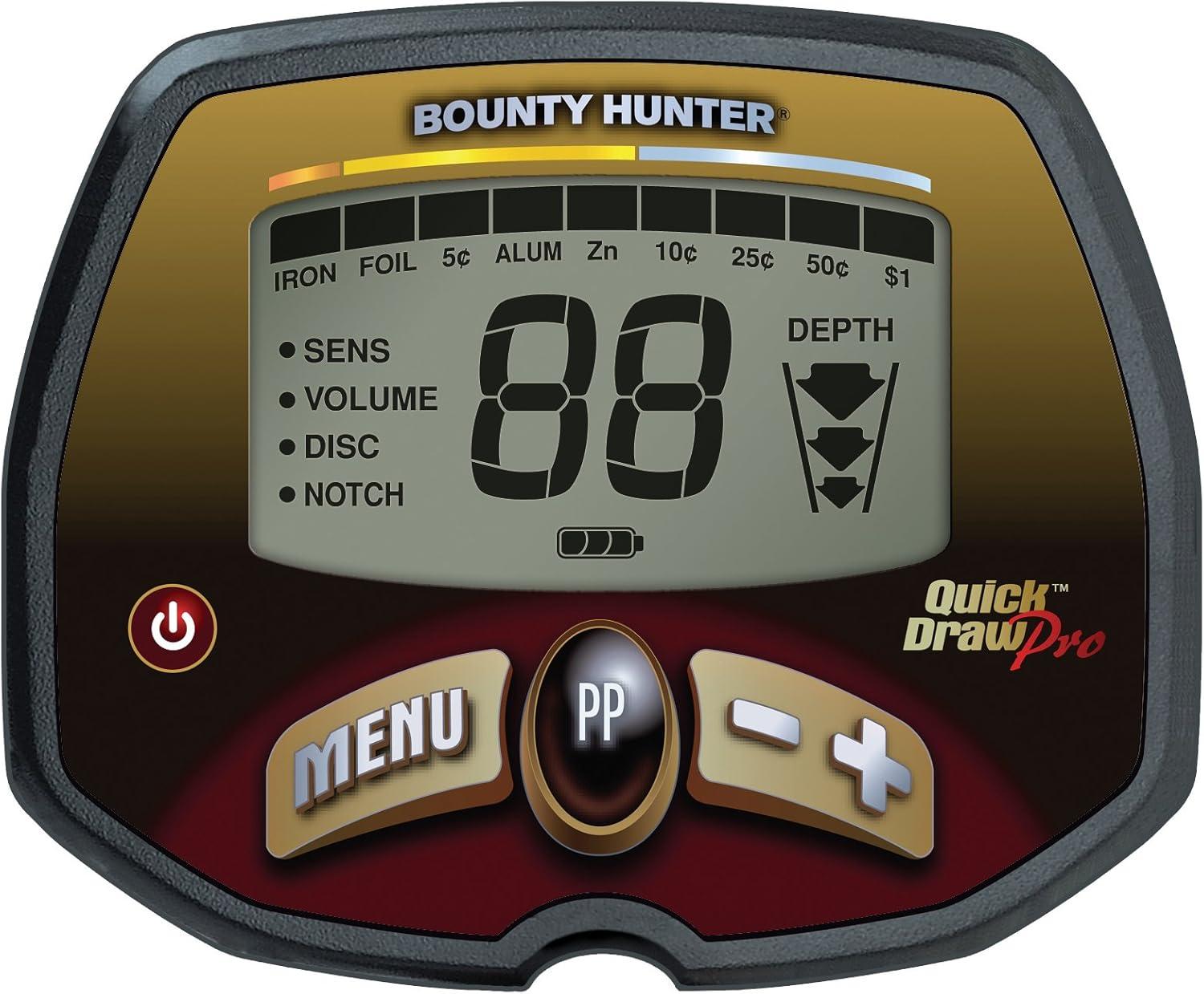 Bounty Hunter Quick Draw Pro Metal Detector with Target ID, Depth Indicator, and Pinpoint Mode – Lightweight Design for Coins, Relics, and Jewelry Detection